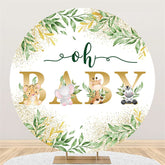 Oh Baby Grün Blätter Gold Funkeln Baby Dusche Hintergrund